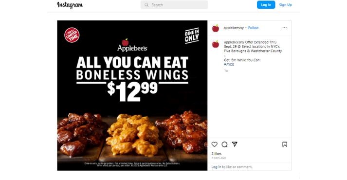 limited time offer of a restaurant