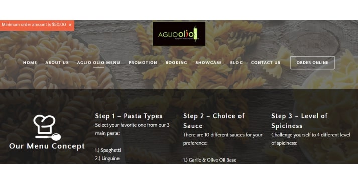 Aglio Olio personalized dining