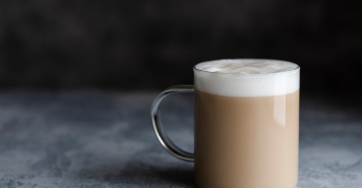 latte in a transparent glass latte in a transparent glass