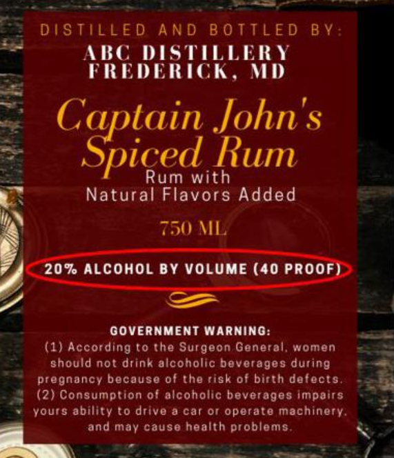 alcohol by volume label